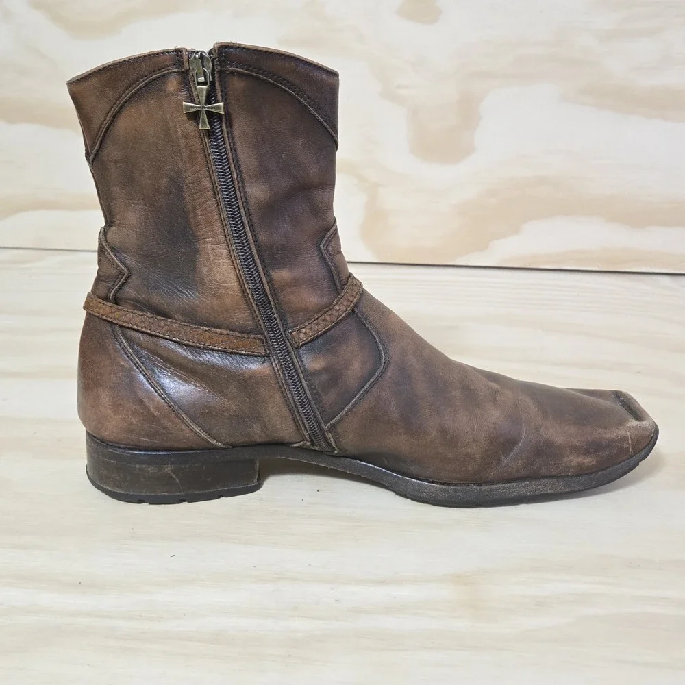 Mark Nason Corleone Cross Brown Leather Boots Men's 13 Made In Italy 67171